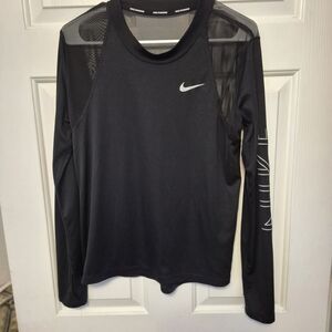 Nike Women's Black Mesh Long Sleeve Tee Medium